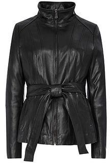 Куртка из натуральной кожи с поясом LE Monique