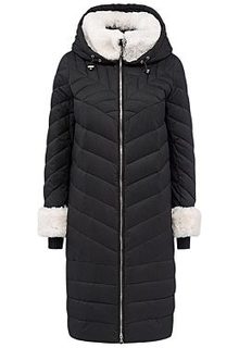 Удлиненный пуховик с отделкой из овчины La Reine Blanche