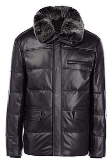 Зимняя кожаная куртка с отделкой мехом кролика Jorg Weber