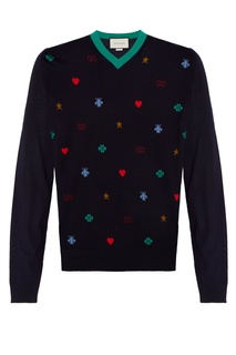 Пуловер с разноцветным узором Gucci Man