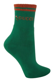 Зеленые носки с вышивкой и люрексом Gucci
