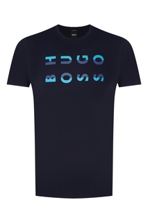 Темно-синяя футболка из хлопка Hugo Boss