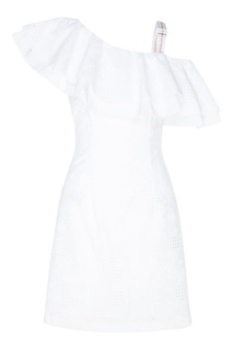 Белое платье с оборкой Off White