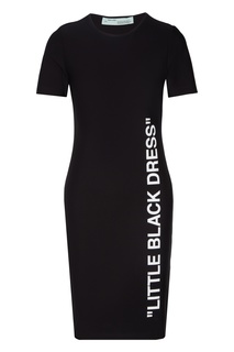 Черное платье с надписью Off White