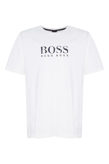 Белая хлопковая футболка с логотипом Hugo Boss