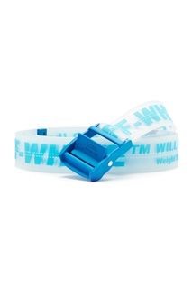 Прозрачный ремень с голубыми логотипами Off White