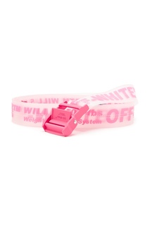 Прозрачный ремень с розовыми логотипами Off White