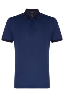 Синее поло с черным воротником Hugo Boss