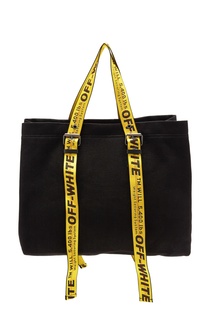 Черная сумка с желтыми ручками Off White