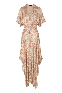 Асимметричное плиссированное платье с принтом Maje
