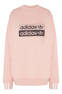 Розовый свитшот с двойным логотипом Adidas