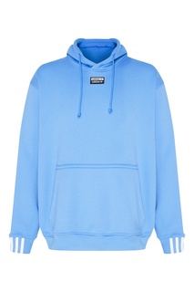 Синее худи с двойным логотипом Adidas
