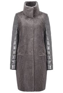 Комбинированная шуба из овчины и натуральной кожи Virtuale Fur Collection