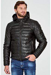 Утепленная кожаная куртка с отделкой трикотажем Urban Fashion for men