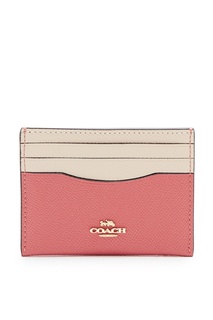 Кожаная визитница персикового оттенка Coach