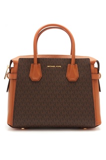 Коричневая сумка Mercer с монограммами Michael Kors