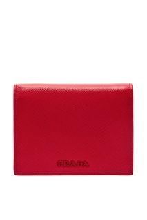 Красный кошелек с логотипом в тон Prada