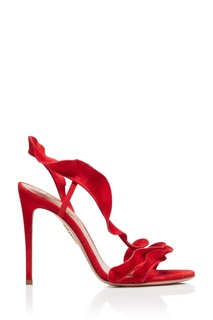 Красные замшевые босоножки Ruffle 105 Aquazzura