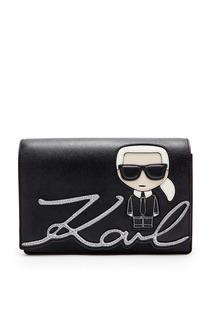 Черная сумка-кроссбоди с аппликацией Karl Lagerfeld