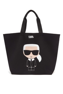 Черная сумка-шоппер с рисунком Karl Lagerfeld