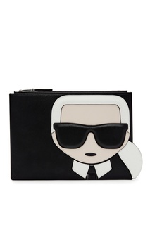 Черный клатч с аппликацией Karl Lagerfeld