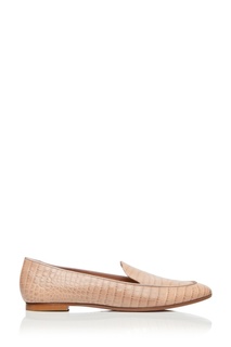 Бежевые лоферы с эффектом под кожу крокодила Purist Aquazzura