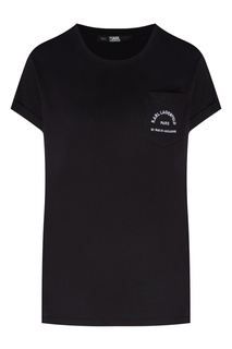 Черная футболка с карманом и логотипом Karl Lagerfeld