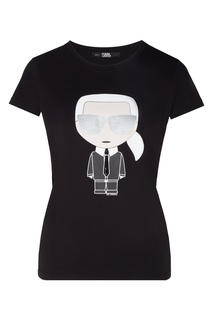 Черная футболка с крупным логотипом Karl Lagerfeld