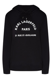 Черное худи с контрастным логотипом Karl Lagerfeld
