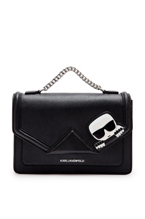 Черная сумка с аппликацией и цепочкой Karl Lagerfeld