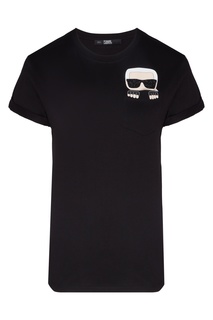 Черная футболка с логотипом на кармане Karl Lagerfeld