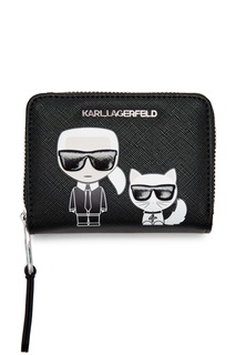 Черный кошелек с рисунком Karl Lagerfeld