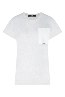Серая футболка с белым прямоугольником Karl Lagerfeld