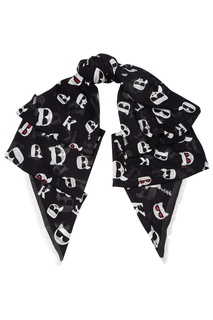 Черный шарф с символикой бренда Karl Lagerfeld