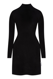 Облегающее черное платье из фактурного трикотажа Balenciaga
