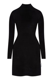 Облегающее черное платье из фактурного трикотажа Balenciaga