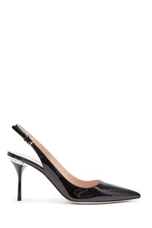 Черные лаковые слингбэки Miu Miu