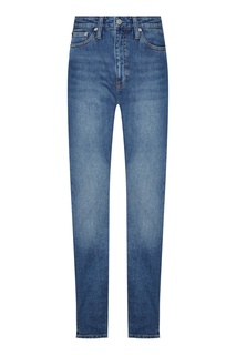 Синие джинсы с заломами и потертостями Calvin Klein