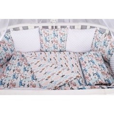 Бортик в кроватку AmaroBaby WB 12 предметов (12 подушек-бортиков) ЛАМЫ (розовый)