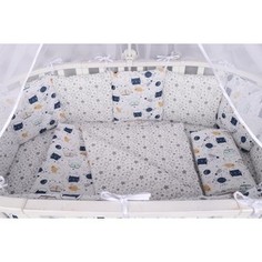 Бортик в кроватку AmaroBaby WB 12 предметов (12 подушек-бортиков) КОСМОС (белый)