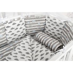 Комплект в кроватку AmaroBaby WB Premium 18 предметов (6+12 подушек-бортиков) РАДУГА (бязь, серый)