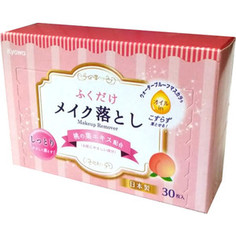 Влажные салфетки Kyowa для снятия макияжа с экстрактом листьев персика, 30 шт в коробке