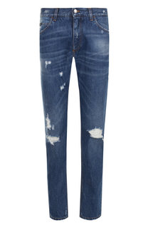 Джинсы прямого кроя с потертостями Dolce & Gabbana