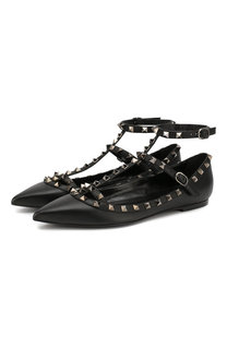 Кожаные балетки Valentino Garavani Rockstud Noir Valentino