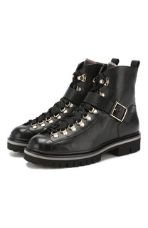 Кожаные ботинки с отделкой из овчины Santoni