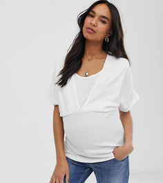 Трикотажный топ с рукавами летучая мышь Mamalicious - Белый Mama.Licious