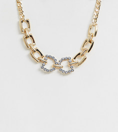 Элегантное золотистое ожерелье-цепочка с оригинальной подвеской с кристаллами ASOS DESIGN Curve - Золотой