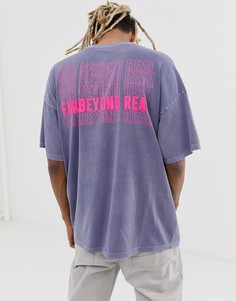 Выбеленная oversize-футболка с принтом ASOS DESIGN - Синий