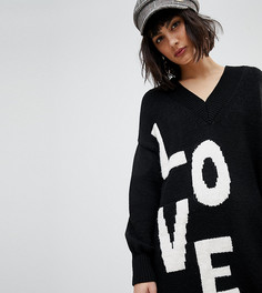 Свободное платье-джемпер с V-образным вырезом River Island - Черный