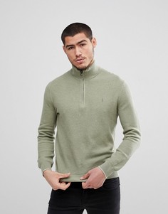 Зеленый меланжевый джемпер из хлопка пима с короткой молнией и вышитым логотипом Polo Ralph - Зеленый